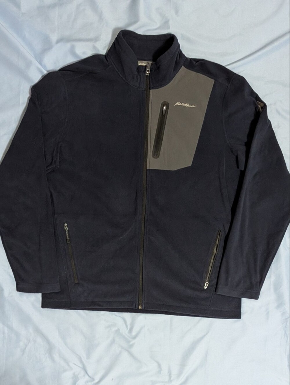 Eddie Bauer First Ascent Fleece Jacket Full Zip Navy Blue Sz L